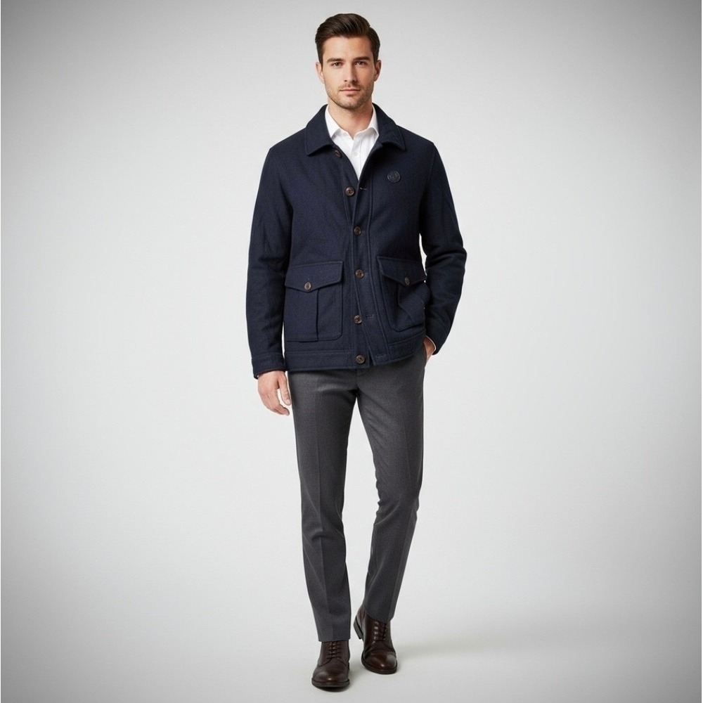 Fred Perry Wool Field Men's Jacket - Blue - 100% Wool